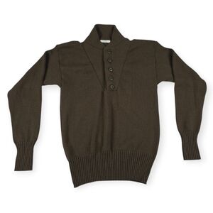 Mitts Nitts Sweater Men's Med OD Brown 5 Button Henley USGI Military Acrylic